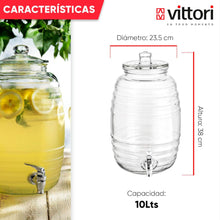 Cargar imagen en el visor de la galería, BARRIL CRISTAL C/LLAVE 10 LT