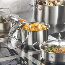 Cargar imagen en el visor de la galería, OLLA FONDO 40 QT C/TAPA AC INOX 18/8