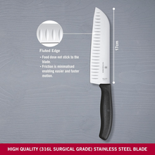 Cargar imagen en el visor de la galería, SWISS CUCHILLO SANTOKU 17 CM NEGRO