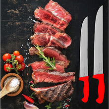Cargar imagen en el visor de la galería, CUCHILLO BISTECERO 14" RECTO MGO ROJO