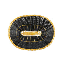 Cargar imagen en el visor de la galería, CANASTA PANERA OVAL 9x7" NEGRO Y ORO