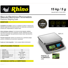 Cargar imagen en el visor de la galería, BASCULA PORCIONADORA 15 KG/5G