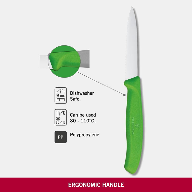 CUCHILLO 08 CM DENTADO VERDE
