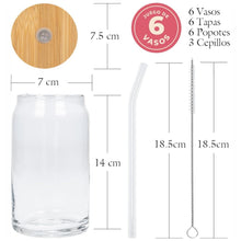 Cargar imagen en el visor de la galería, VASO LATA VIDRIO C/TAPA/POPOTE Y CEPILLO
