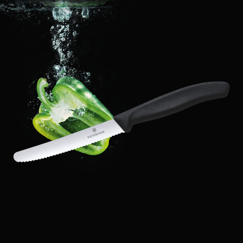 CUCHILLO 11 CM DENTADO NEGRO