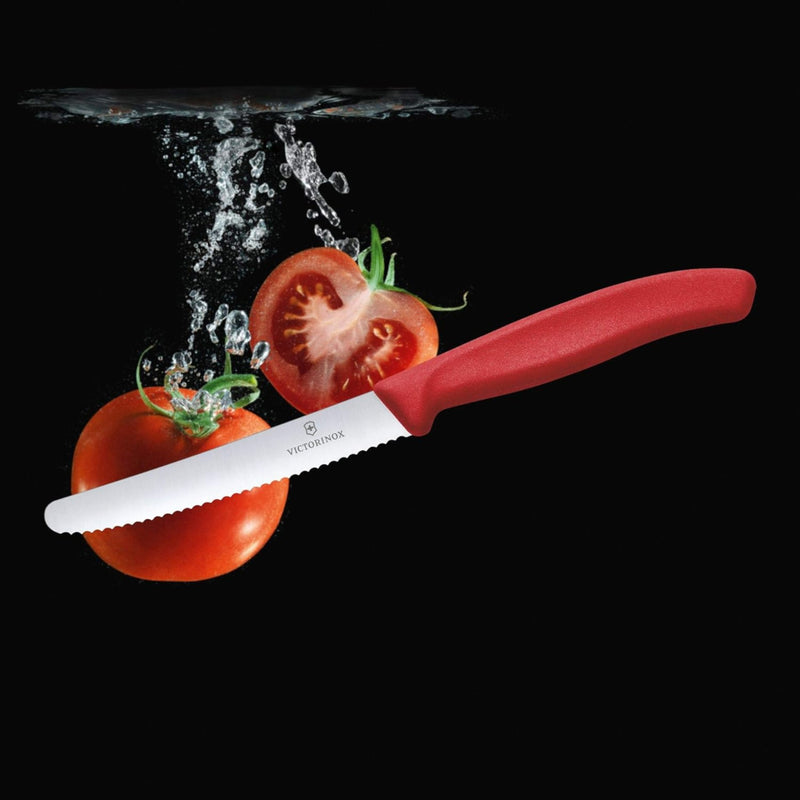 CUCHILLO 11 CM DENTADO ROJO