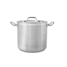 Cargar imagen en el visor de la galería, OLLA FONDO 16 QT C/TAPA AC INOX 18/8
