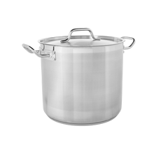 Cargar imagen en el visor de la galería, OLLA FONDO 20 QT C/TAPA AC INOX 18/8
