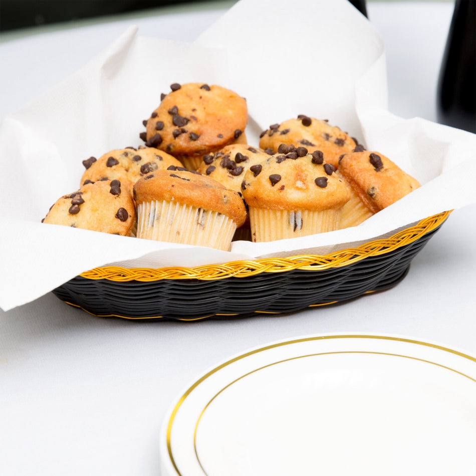 CANASTA PANERA OVAL 9x7" NEGRO Y ORO