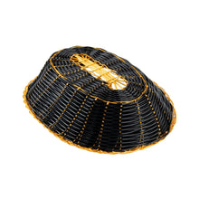 Cargar imagen en el visor de la galería, CANASTA PANERA OVAL NEGRO Y ORO
