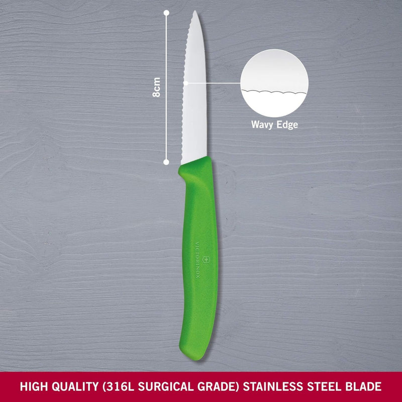 CUCHILLO 08 CM DENTADO VERDE