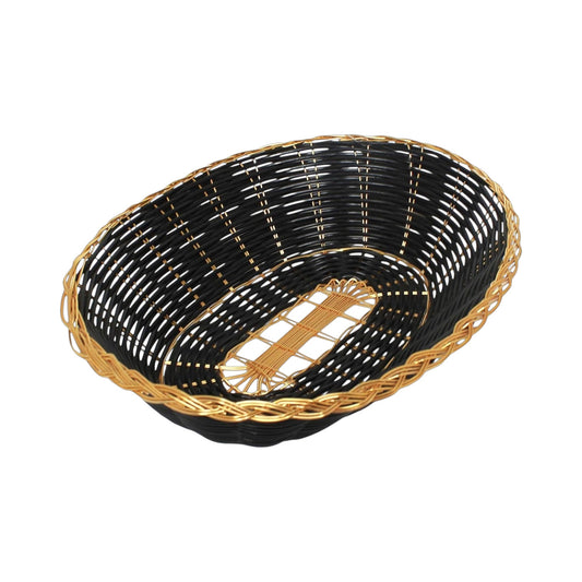 CANASTA PANERA OVAL NEGRO Y ORO