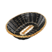 Cargar imagen en el visor de la galería, CANASTA PANERA OVAL NEGRO Y ORO
