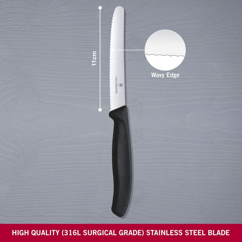 CUCHILLO 11 CM DENTADO NEGRO