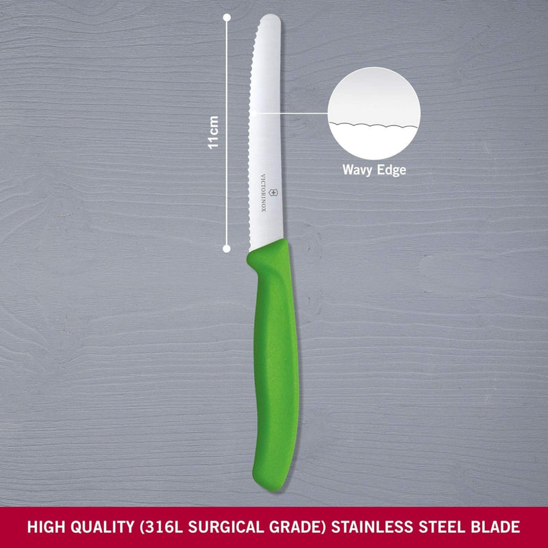 CUCHILLO 11 CM DENTADO VERDE