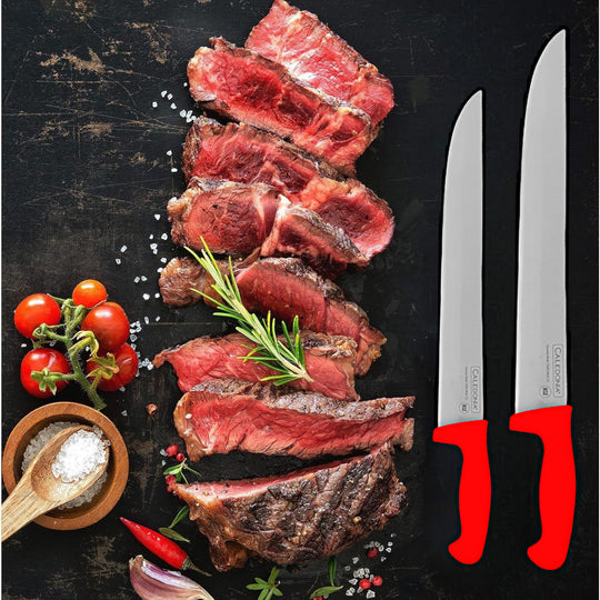 CUCHILLO BISTECERO 14" RECTO MGO ROJO