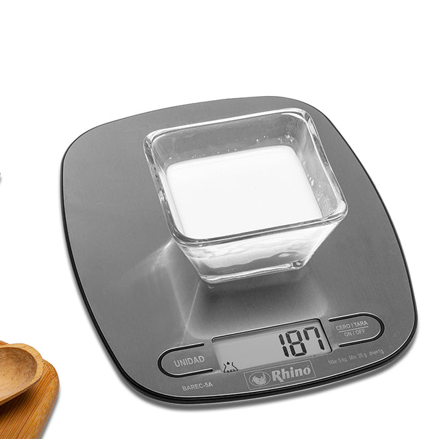 BASCULA C/PLATO AC INOX 5 KG Rhino