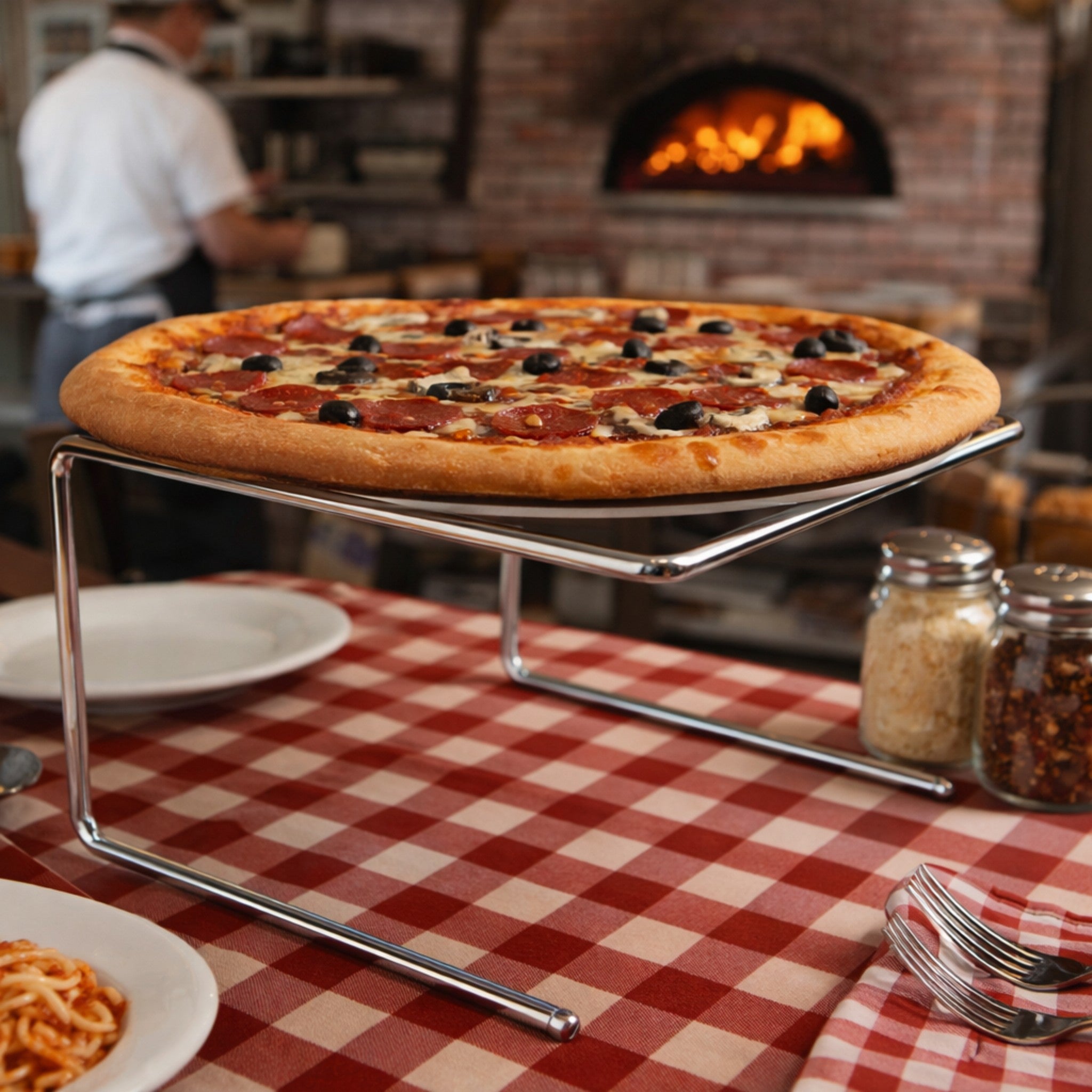 BASE CHAROLAS DE PIZZA CROMADA