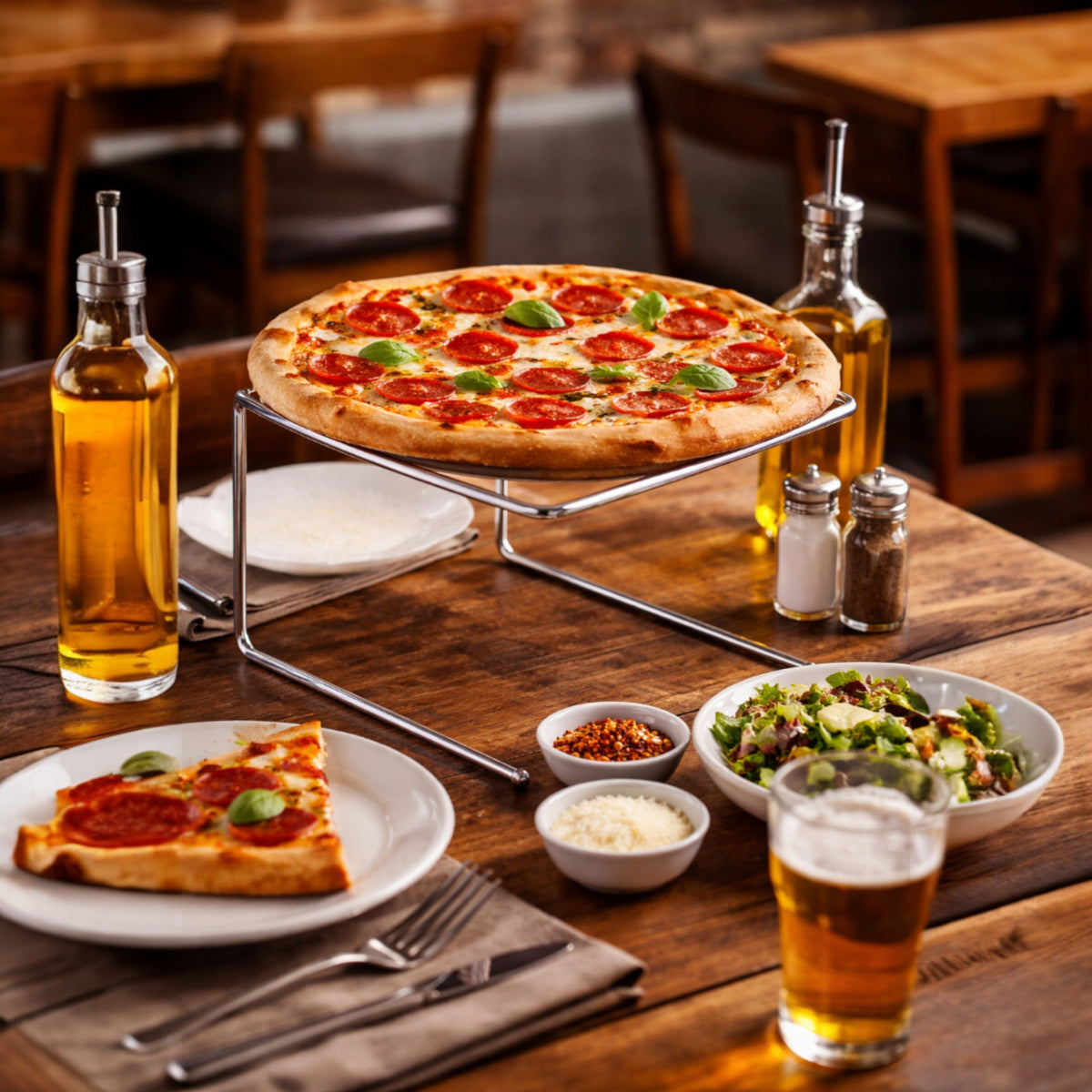 BASE CHAROLAS DE PIZZA CROMADA