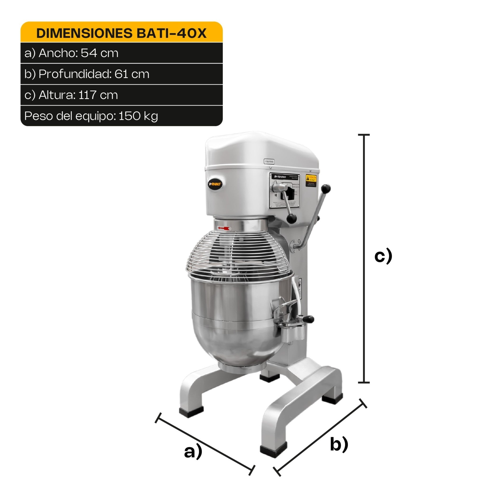 BATIDORA PLANETARIA 40 LT 1,500 W