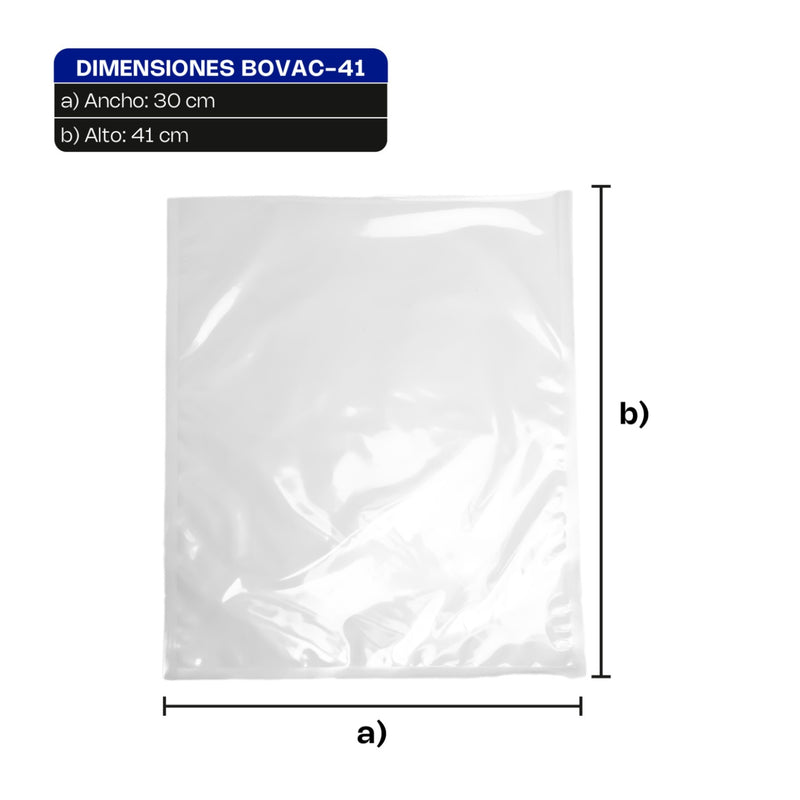 BOLSA 35 x 41 P/EMPAQUE AL VACIO C/100 PZ