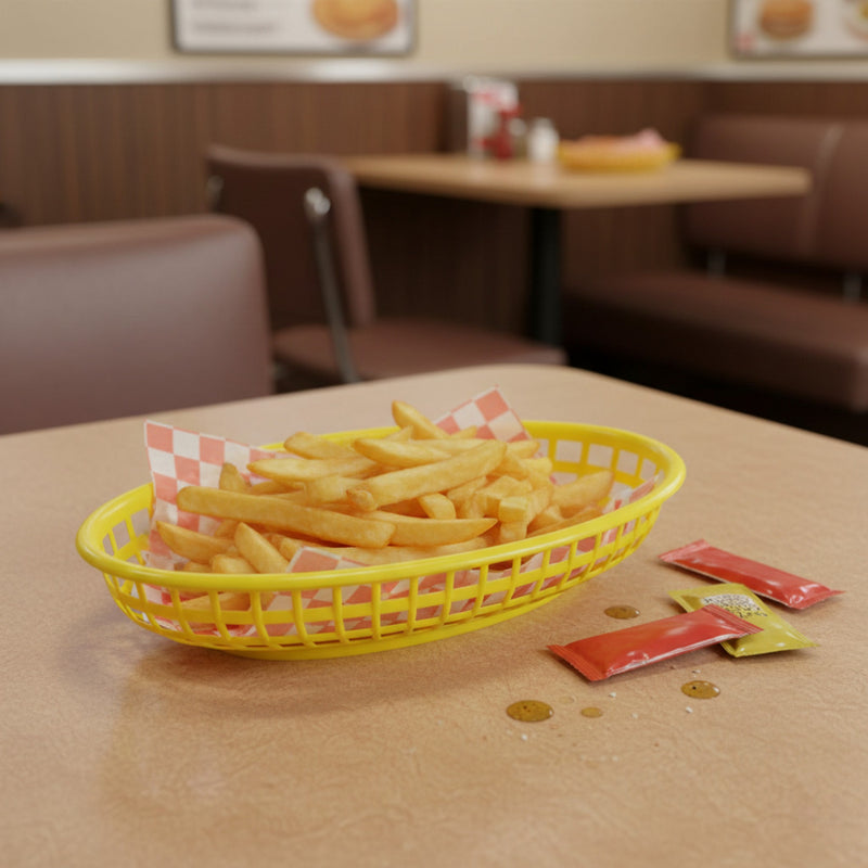 CANASTA FAST FOOD OVAL AMARILLO