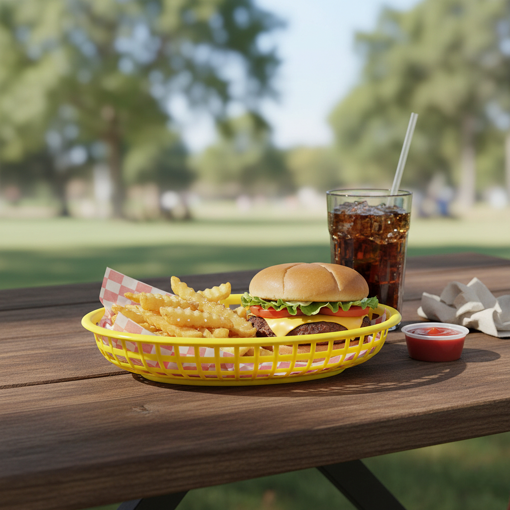 CANASTA FAST FOOD OVAL AMARILLO
