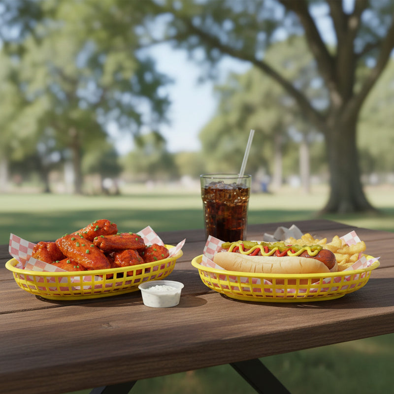 CANASTA FAST FOOD OVAL AMARILLO