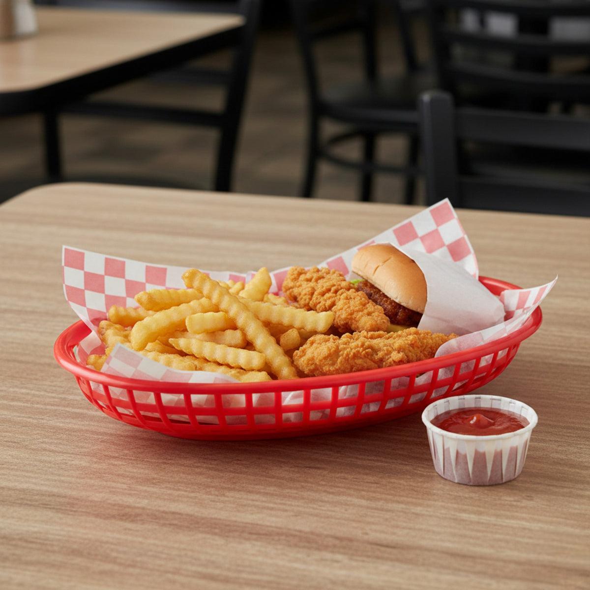 CANASTA FAST FOOD OVAL ROJO