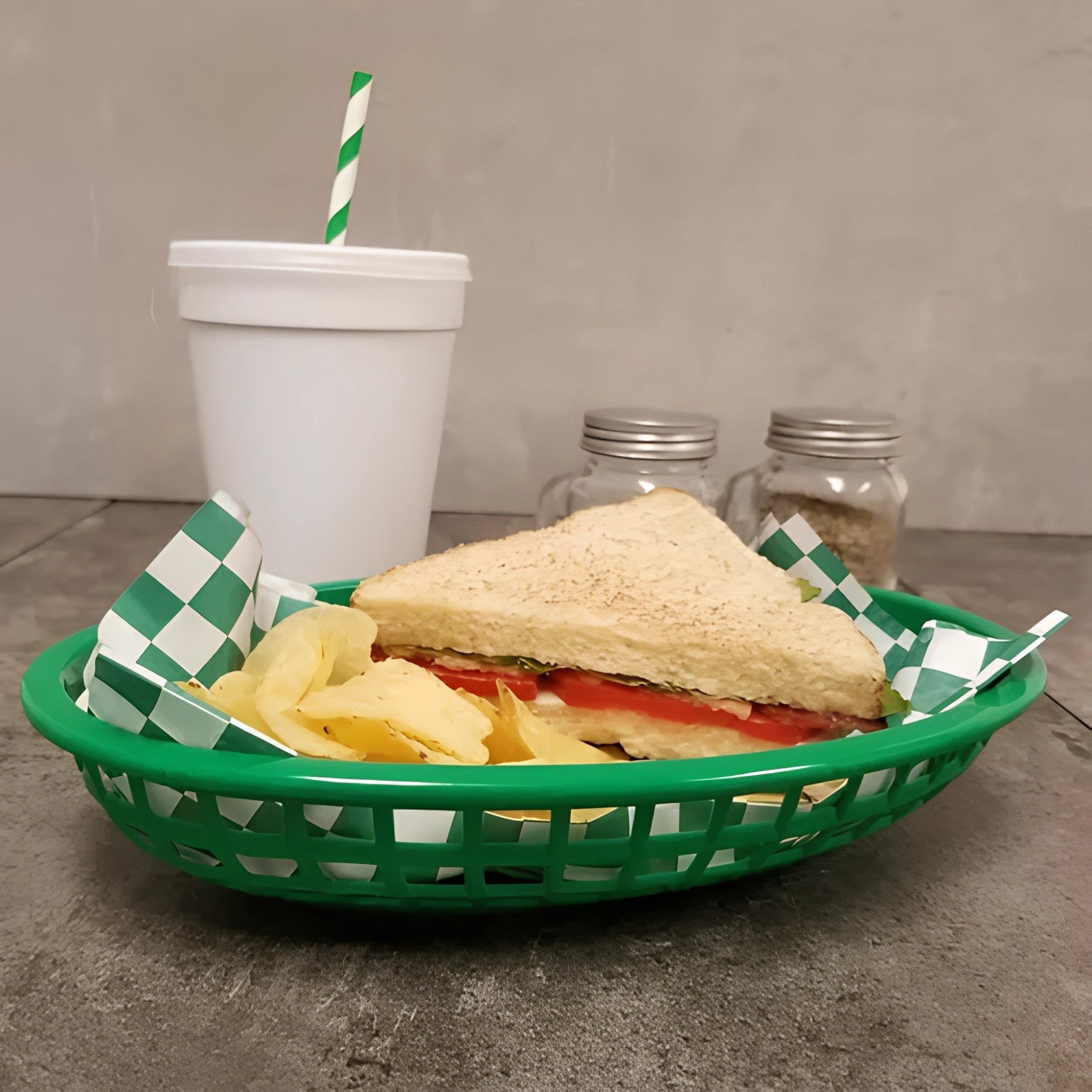 CANASTA FAST FOOD OVAL VERDE