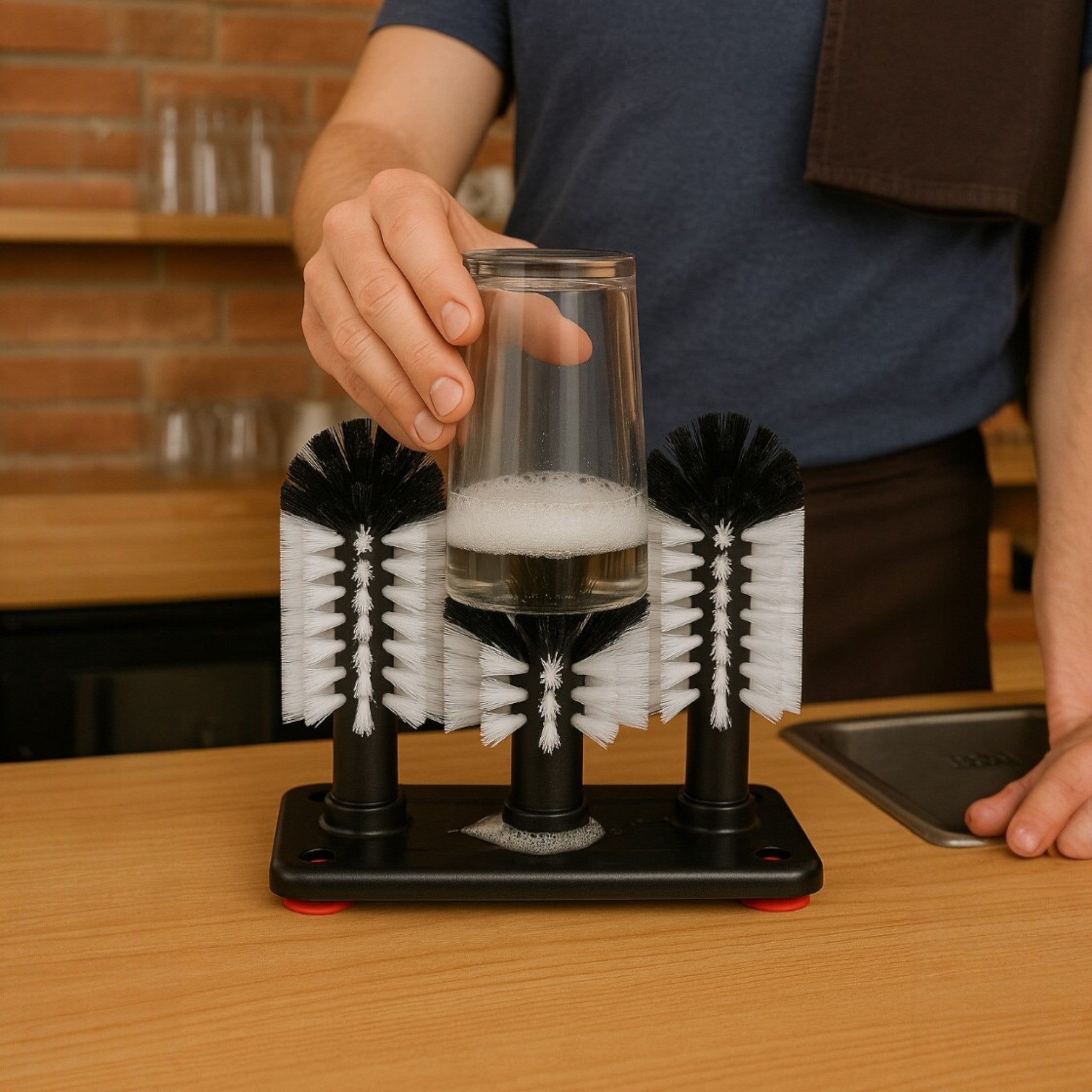 CEPILLO TRIPLE PARA VASO C/VENTOSAS