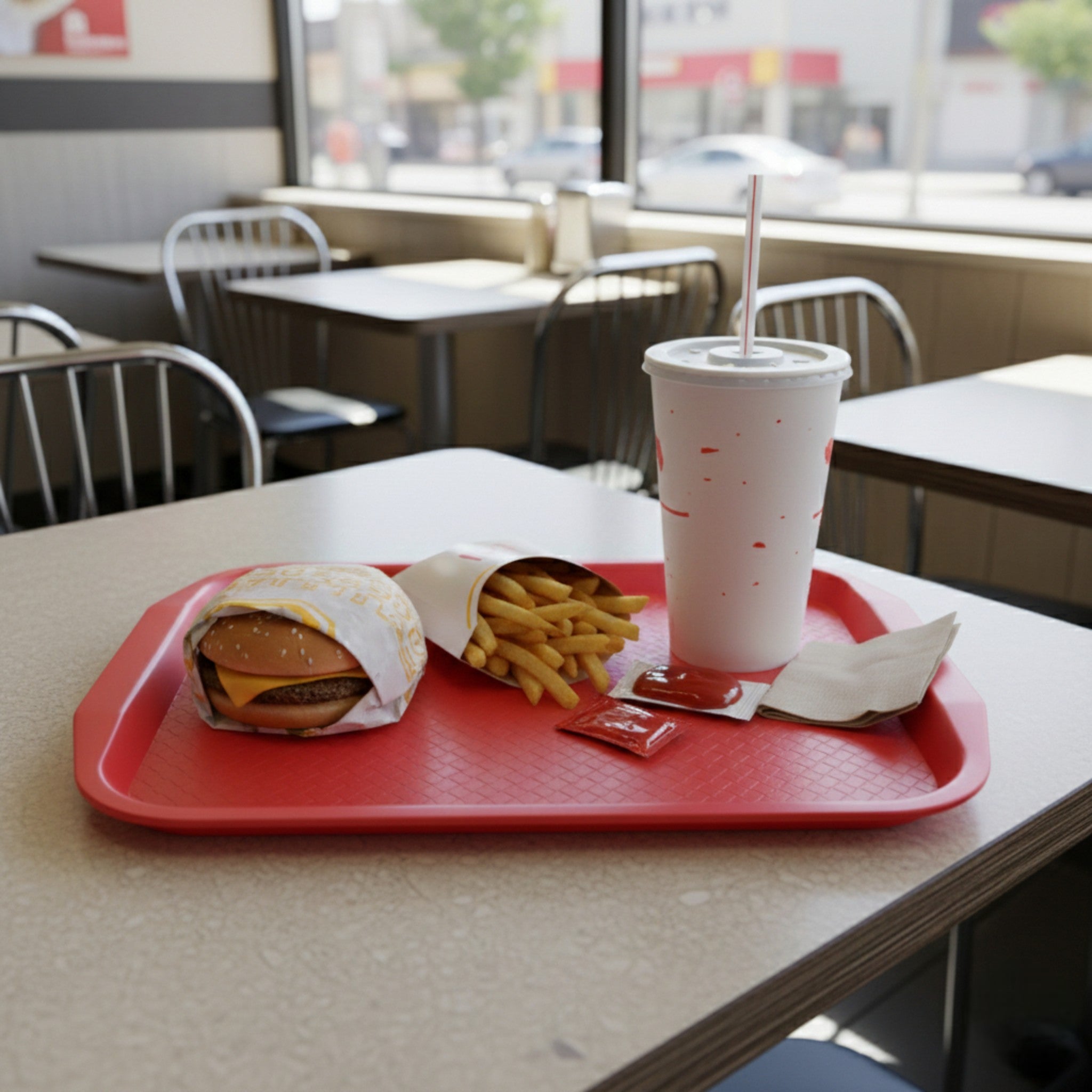 CHAROLA FAST FOOD 10x14" ROJA