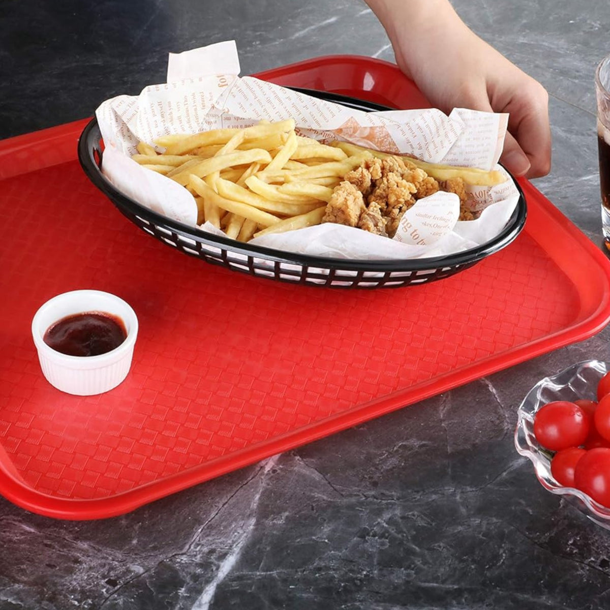 CHAROLA FAST FOOD 14 x 18" ROJA