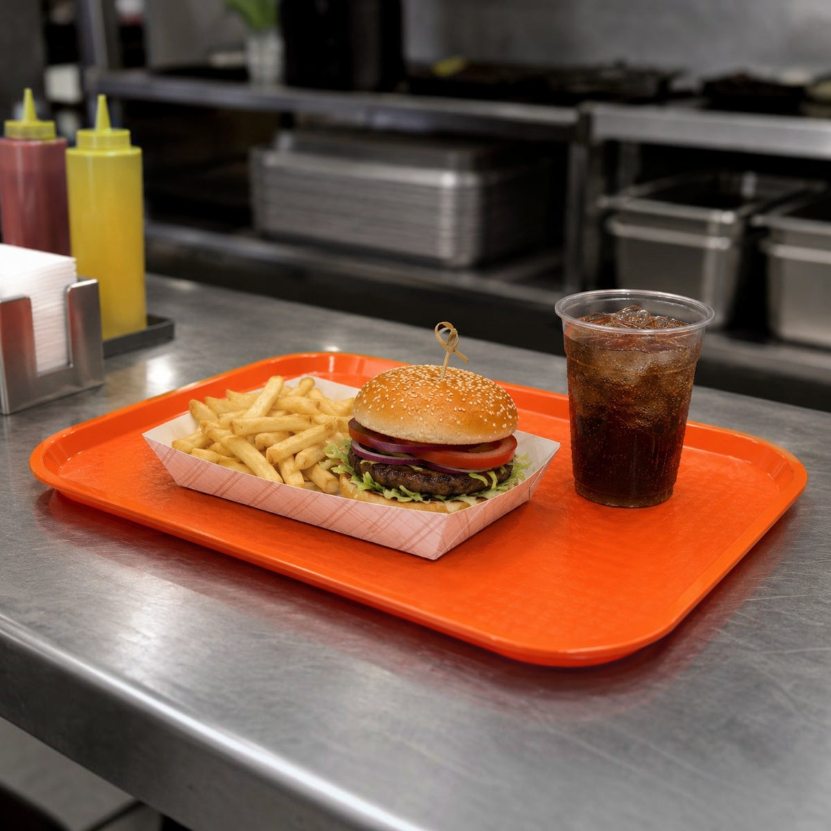 CHAROLA FAST FOOD 14x18" NARANJA