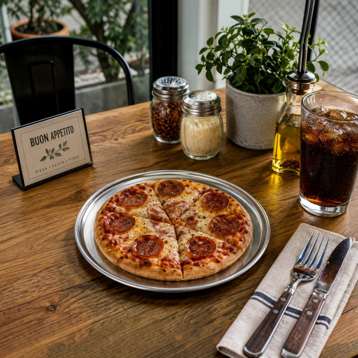 CHAROLA RED PIZZA BORDE 08" ALUMINIO