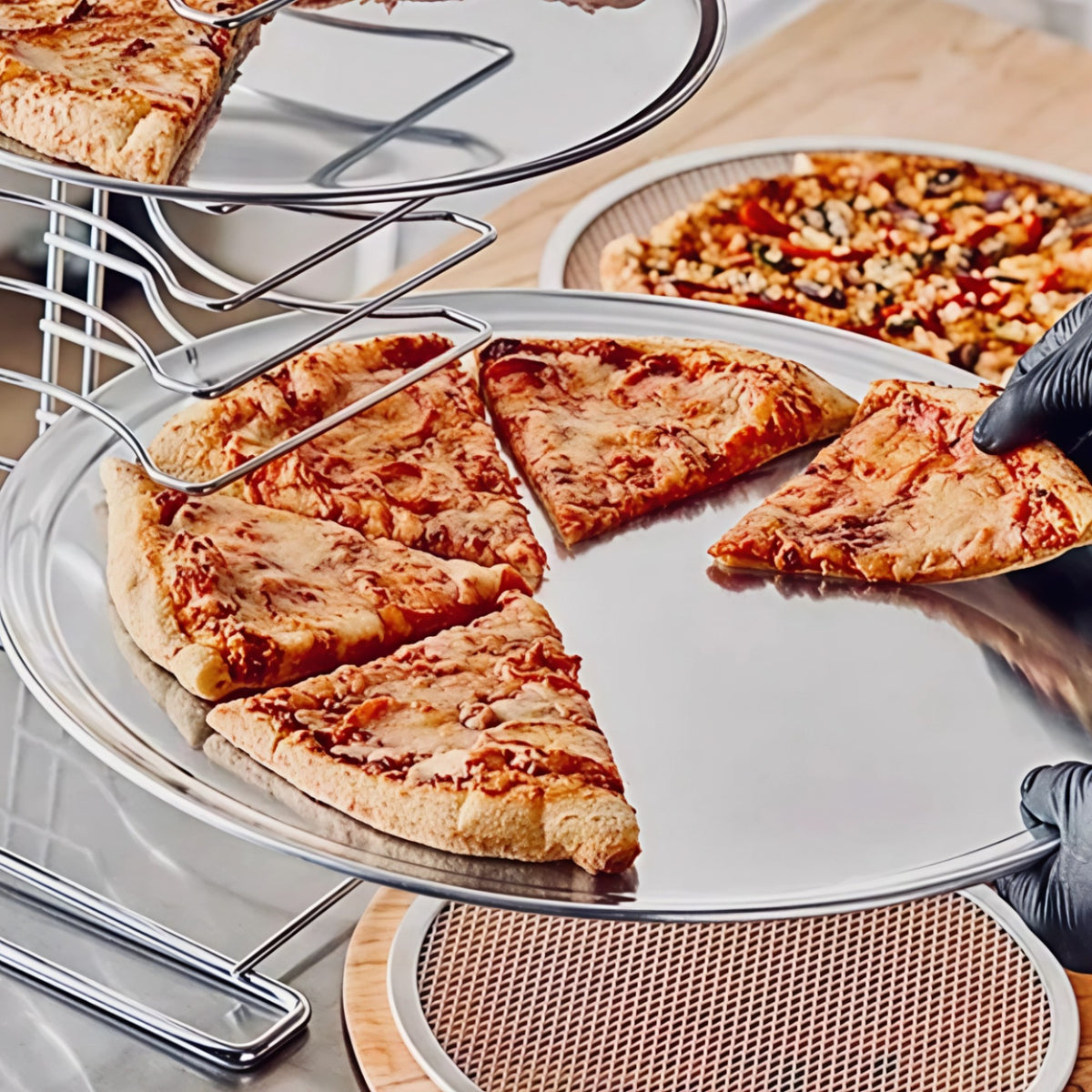 CHAROLA RED PIZZA BORDE 10" ALUMINIO