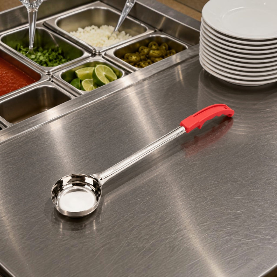 CUCHARA P/SERVIR 2 OZ AC INOX ROJO