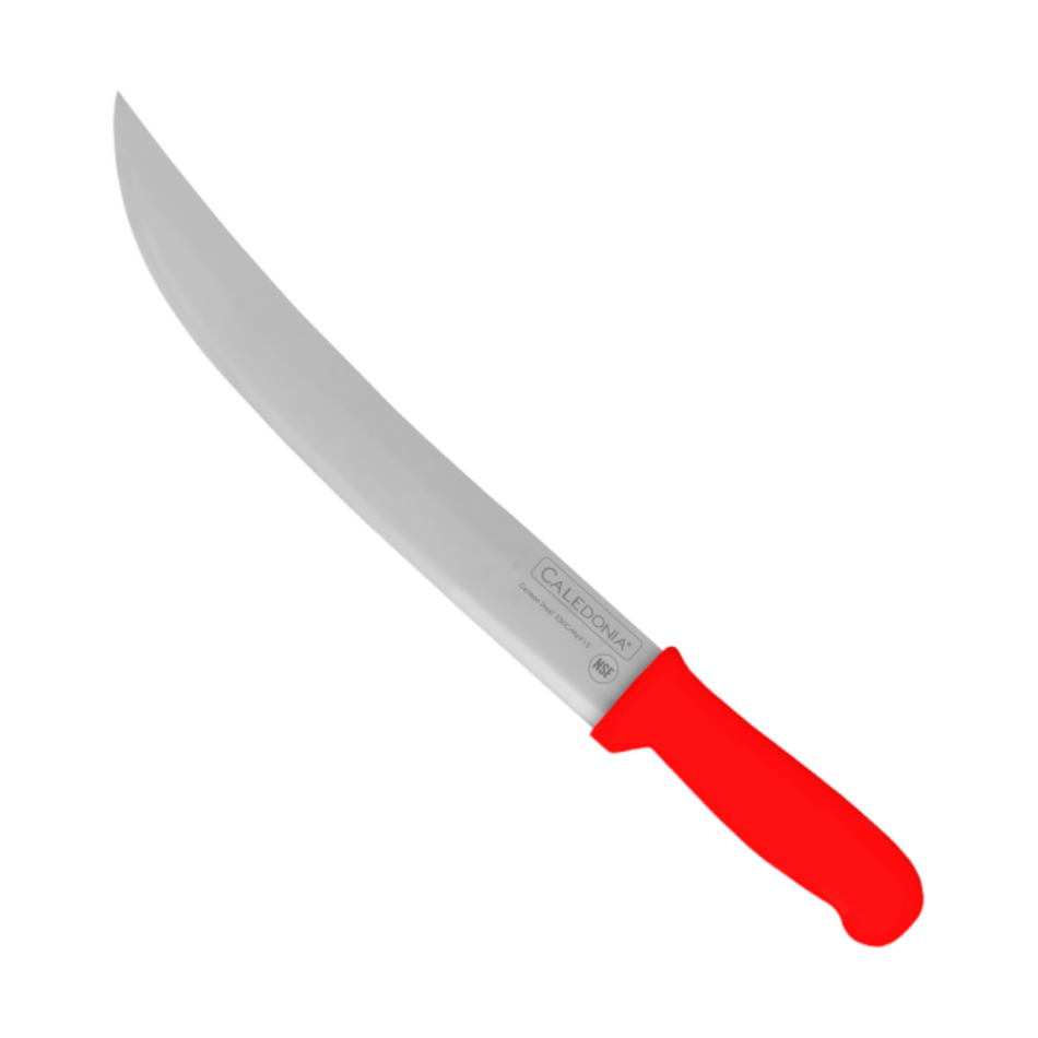CUCHILLO BISTECERO 10" CURVO MGO ROJO
