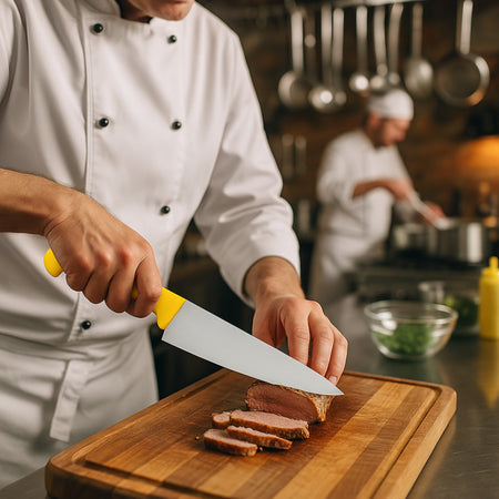 Cuchillo chef profesional de color amarillo