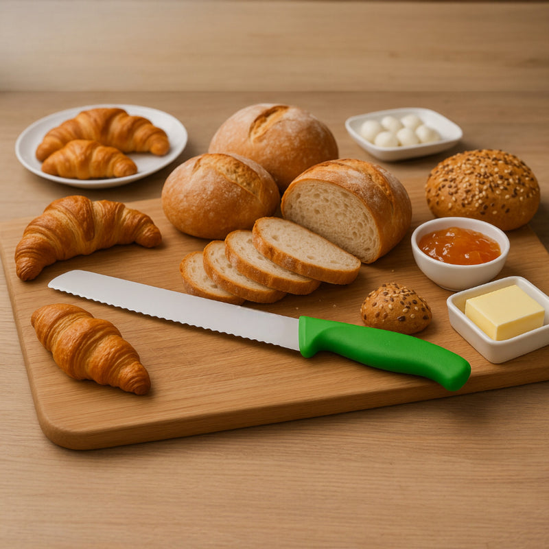 CUCHILLO PAN DENTADO 21 CM VERDE