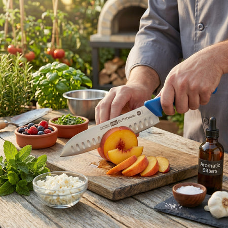 CUCHILLO SANTOKU 07" AZUL