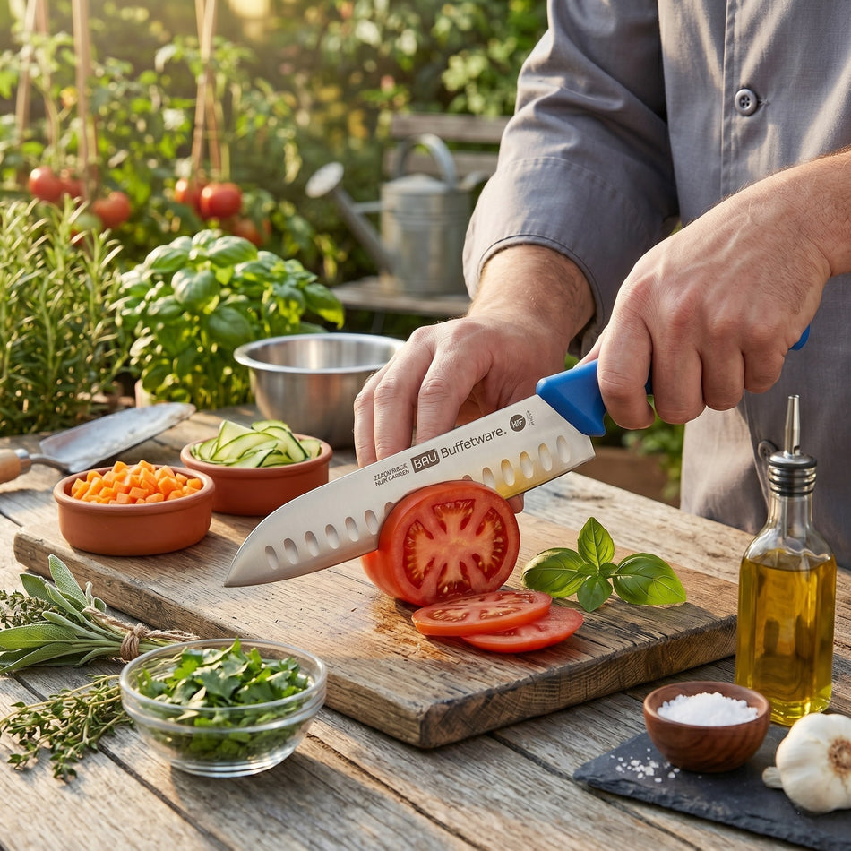 CUCHILLO SANTOKU 07" AZUL