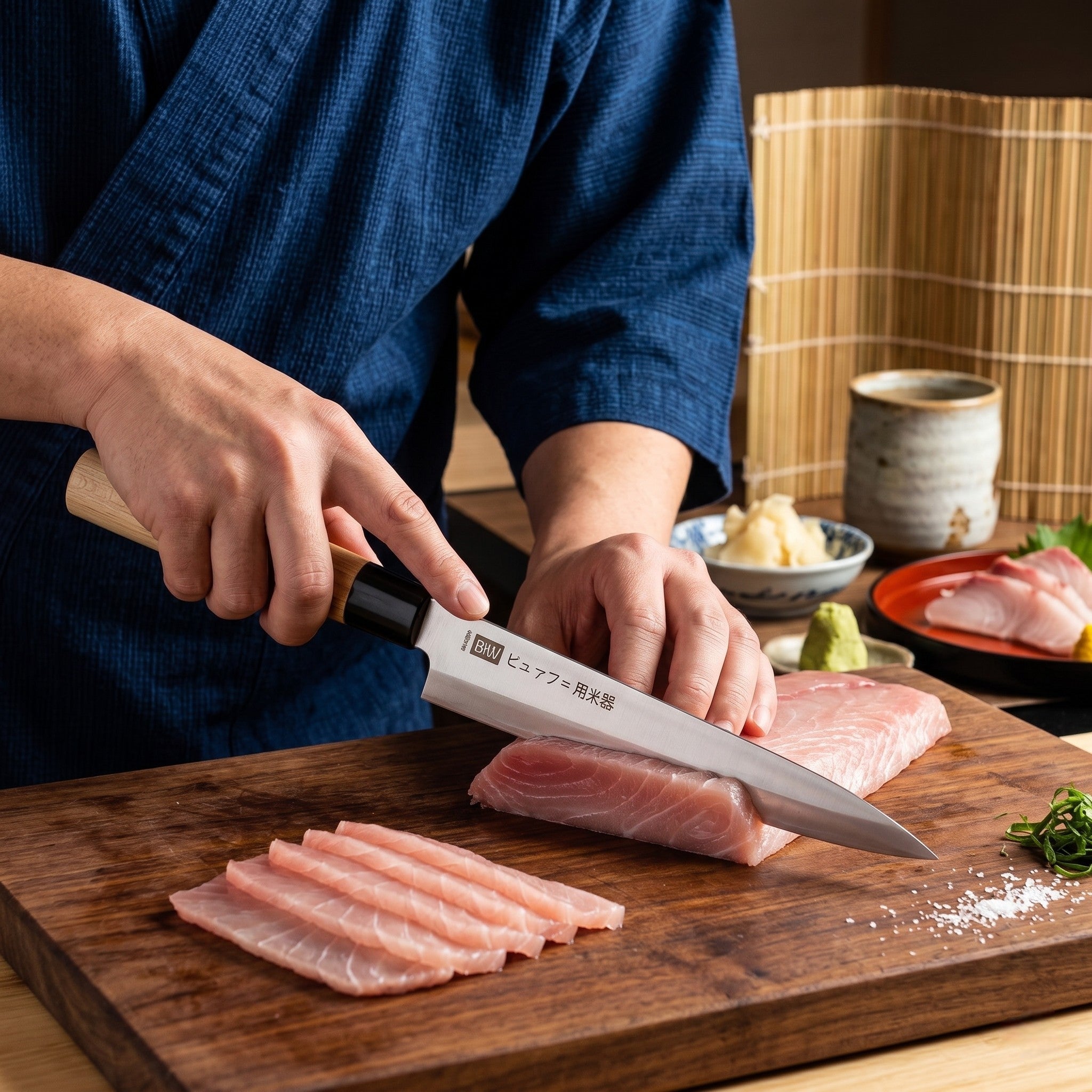 CUCHILLO SASHIMI "9.5" MGO MADERA