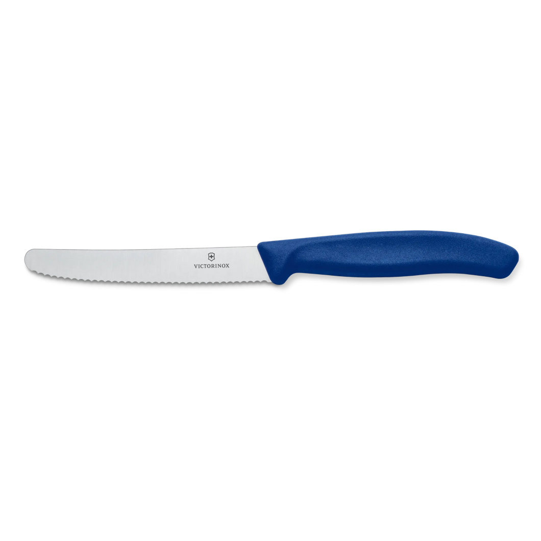 CUCHILLO 11 CM DENTADO AZUL
