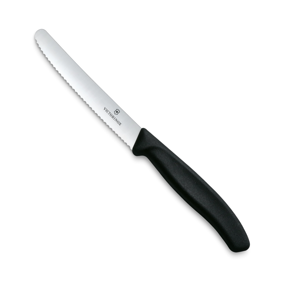 CUCHILLO 11 CM DENTADO NEGRO