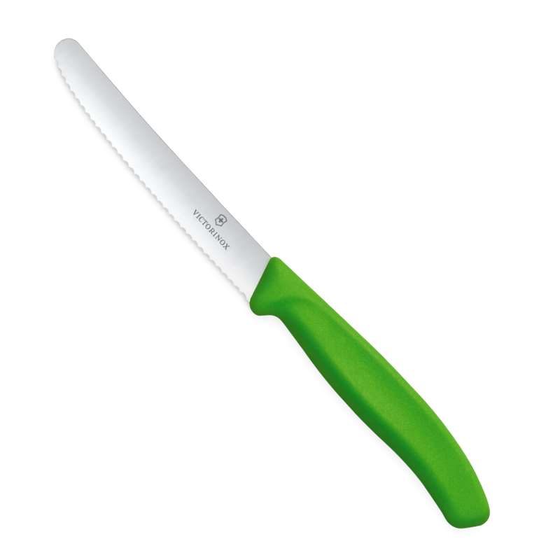 CUCHILLO 11 CM DENTADO VERDE
