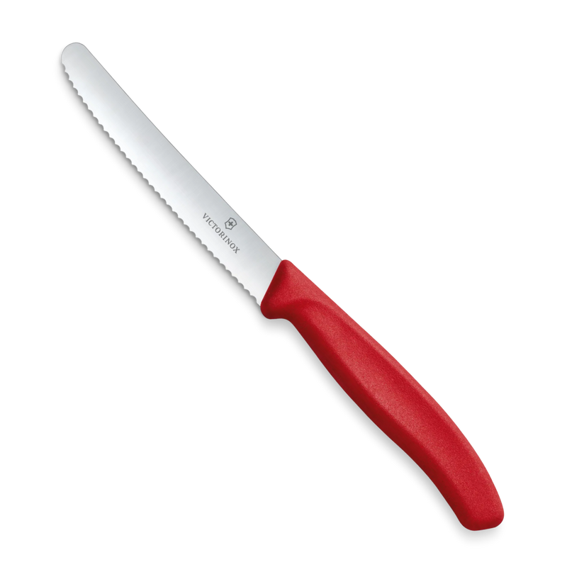 CUCHILLO 11 CM DENTADO ROJO