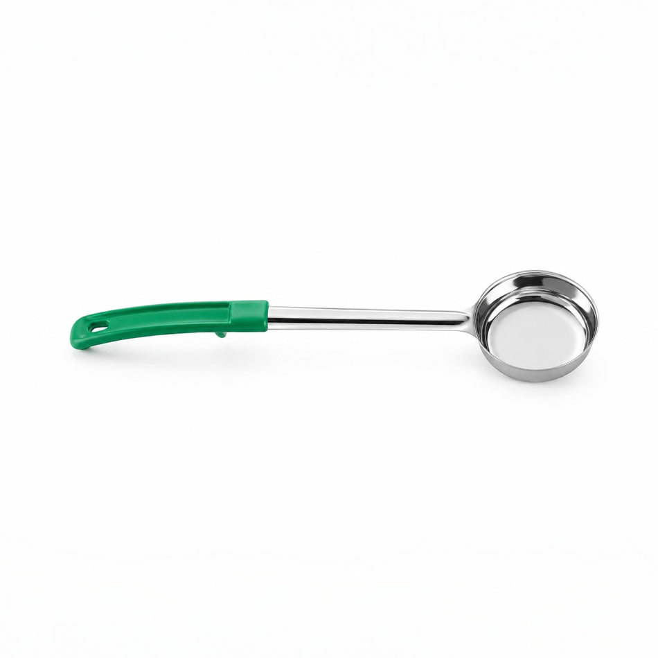 Cuchara para servir de acero inoxidable con mango verde 4 oz
