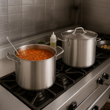 Cargar imagen en el visor de la galería, OLLA FONDO 60 QT C/TAPA AC INOX 18/8
