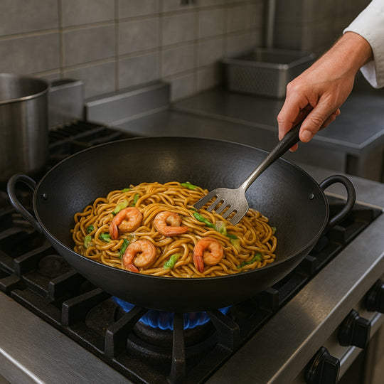 WOK DE HIERRO CON DOBLE ASA 28 3/4"